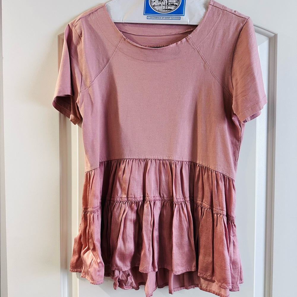 Anthropologie Mauve Short Sleeve Tee